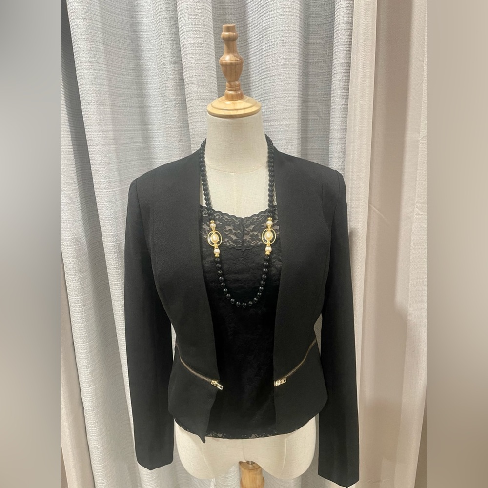 Guess Solid Black Mid-Waste Blazer - image 1